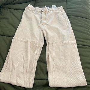 Cream Hollister Corduroy Ultra High Rise Straight Leg Pants